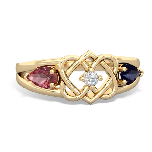 tourmaline-sapphire double heart ring