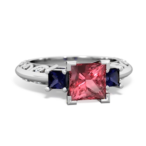 Pink Tourmaline Genuine Pink Tourmaline with Genuine Sapphire and Genuine Garnet Art Deco ring Ring
