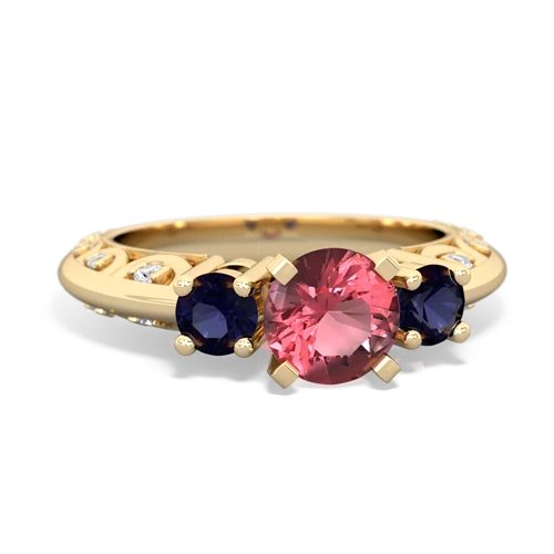 Pink Tourmaline Genuine Pink Tourmaline with Genuine Sapphire Art Deco ring Ring