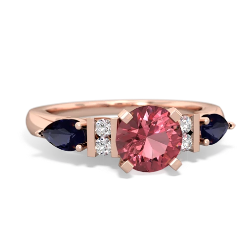 Pink Tourmaline Genuine Pink Tourmaline with Genuine Sapphire and  Engagement ring Ring