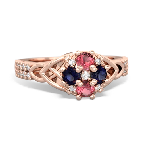 Pink Tourmaline Genuine Pink Tourmaline with Genuine Sapphire Celtic Knot Engagement ring Ring