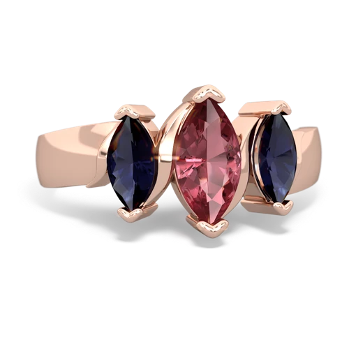 Pink Tourmaline Genuine Pink Tourmaline with Genuine Sapphire and  Three Peeks ring Ring