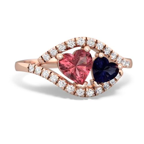 Pink Tourmaline Genuine Pink Tourmaline with Genuine Sapphire Mother and Child ring Ring