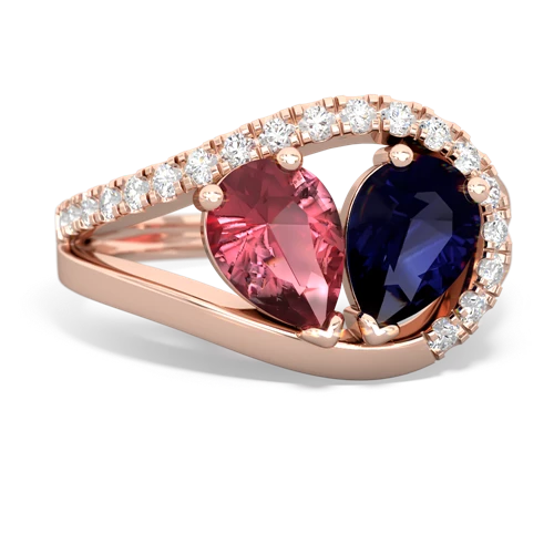 Pink Tourmaline Genuine Pink Tourmaline with Genuine Sapphire Nestled Heart Keepsake ring Ring
