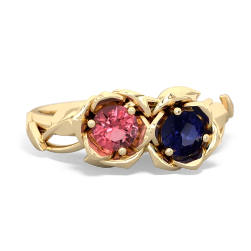 Pink Tourmaline Genuine Pink Tourmaline with Genuine Sapphire Rose Garden ring Ring