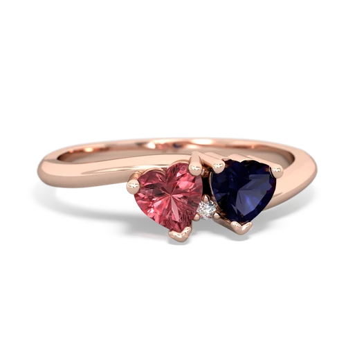 Pink Tourmaline Genuine Pink Tourmaline with Genuine Sapphire Sweetheart's Promise ring Ring