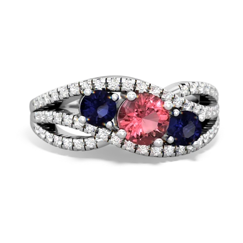 tourmaline-sapphire three stone pave ring