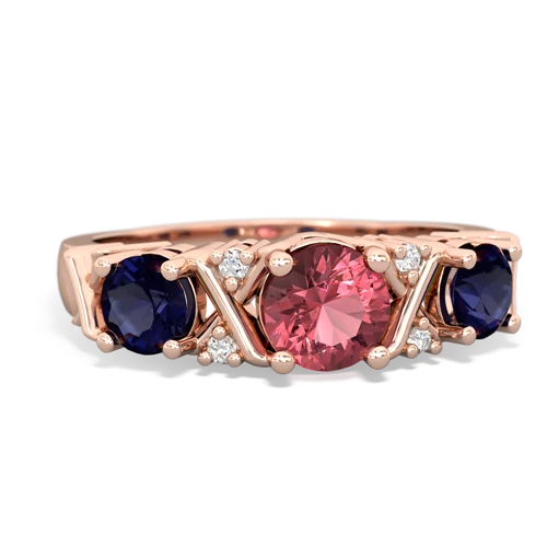 Pink Tourmaline Genuine Pink Tourmaline with Genuine Sapphire and  Hugs and Kisses ring Ring