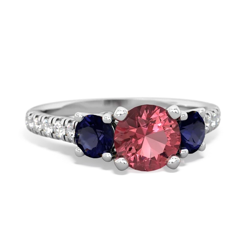 Pink Tourmaline Genuine Pink Tourmaline with Genuine Sapphire and  Pave Trellis ring Ring