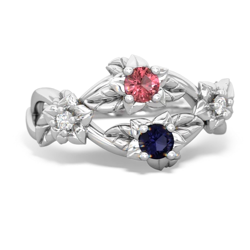 Pink Tourmaline Genuine Pink Tourmaline with Genuine Sapphire Sparkling Bouquet ring Ring