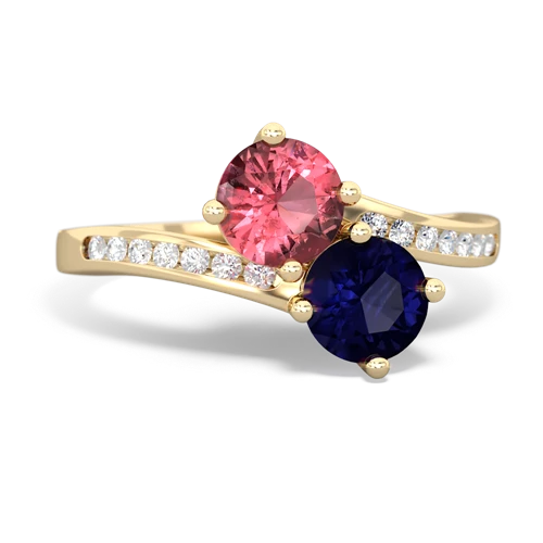 Pink Tourmaline Genuine Pink Tourmaline with Genuine Sapphire Keepsake Two Stone ring Ring