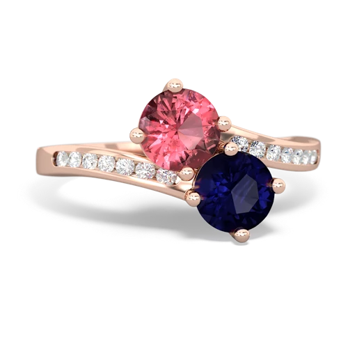 tourmaline-sapphire two stone channel ring