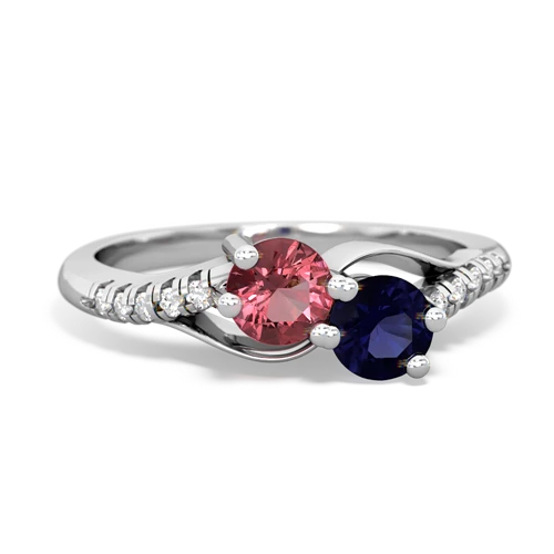 Pink Tourmaline Genuine Pink Tourmaline with Genuine Sapphire Two Stone Infinity ring Ring