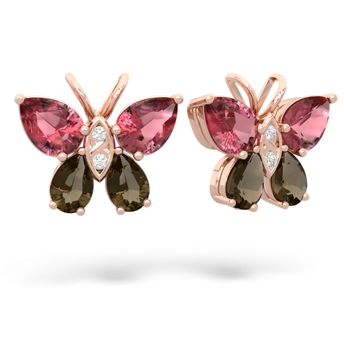 tourmaline-smoky quartz butterfly earrings