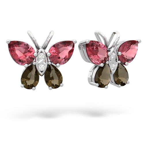 tourmaline-smoky quartz butterfly earrings