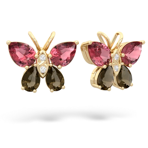 tourmaline-smoky quartz butterfly earrings