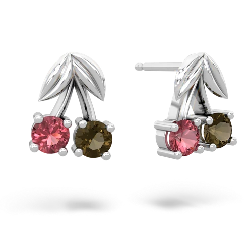 tourmaline-smoky quartz cherries earrings