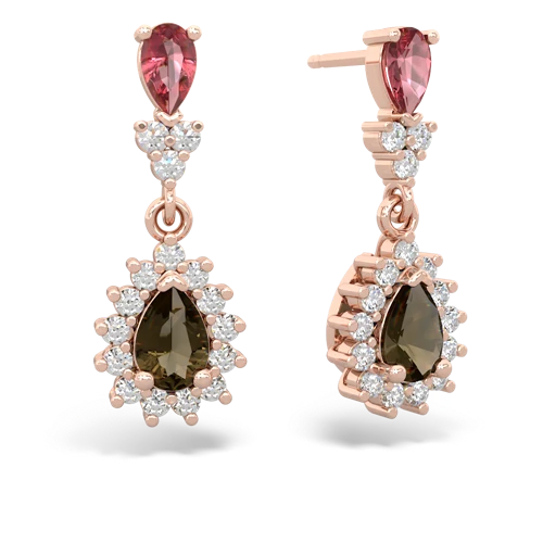 tourmaline-smoky quartz dangle earrings