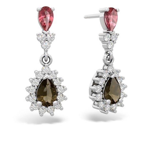 tourmaline-smoky quartz dangle earrings