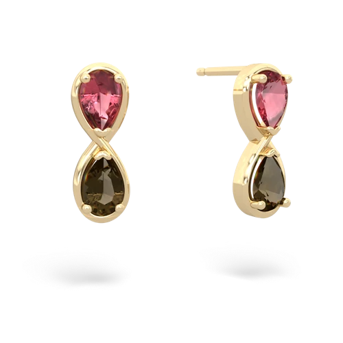 tourmaline-smoky quartz infinity earrings