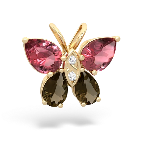 tourmaline-smoky quartz butterfly pendant