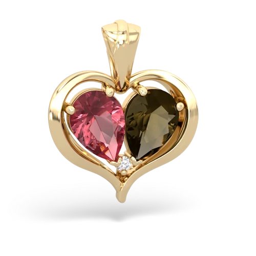tourmaline-smoky quartz half heart whole pendant