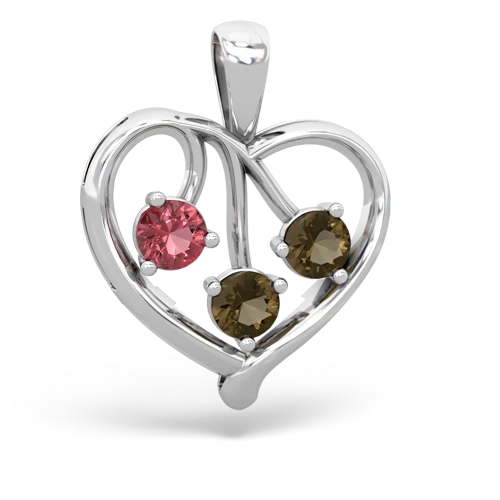 Genuine Pink Tourmaline with Genuine Smoky Quartz and Genuine Peridot Glowing Heart pendant