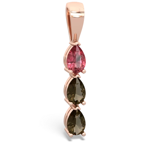 tourmaline-smoky quartz three stone pendant