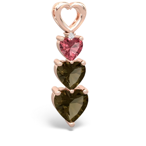 tourmaline-smoky quartz three stone pendant