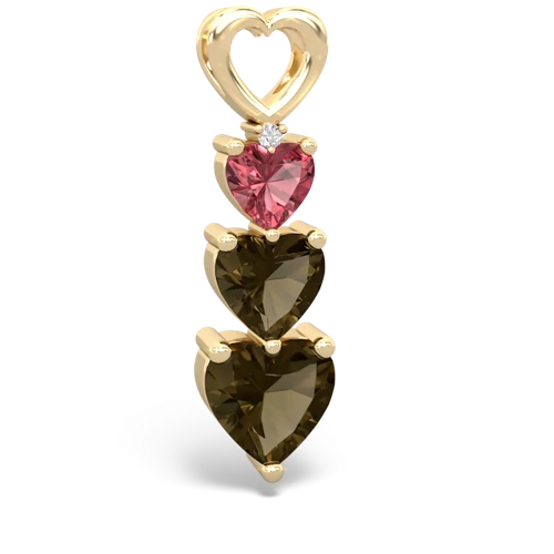 tourmaline-smoky quartz three stone pendant