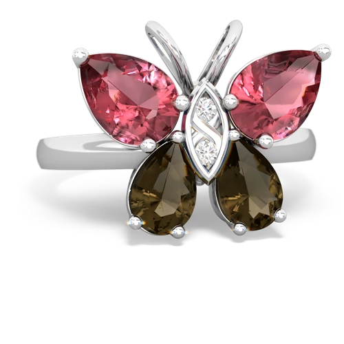 tourmaline-smoky quartz butterfly ring