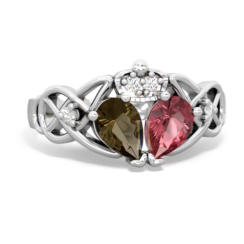 tourmaline-smoky quartz claddagh ring