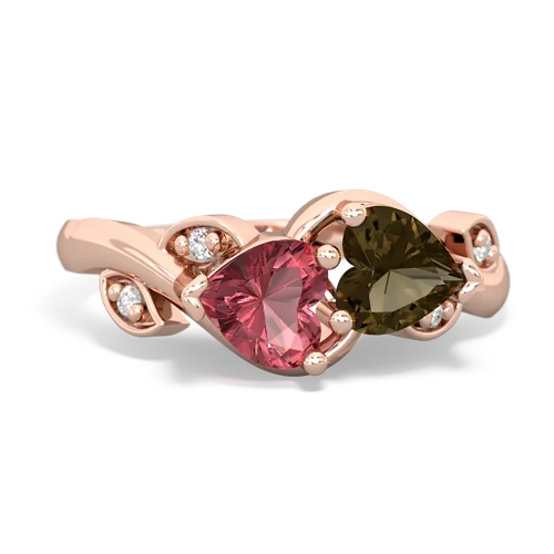 tourmaline-smoky quartz floral keepsake ring