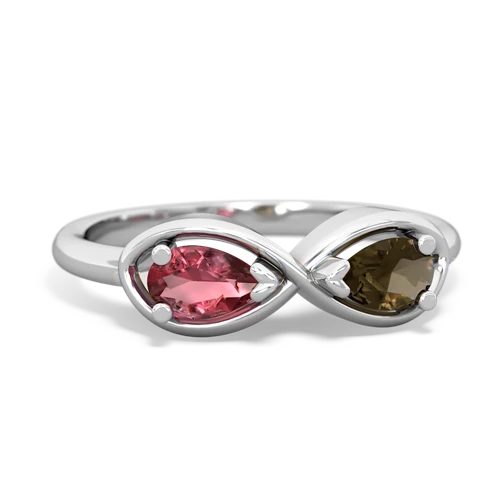 tourmaline-smoky quartz infinity ring