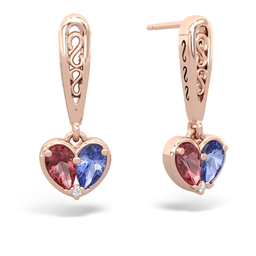 tourmaline-tanzanite filligree earrings