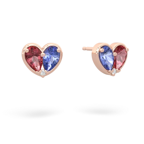 tourmaline-tanzanite one heart earrings