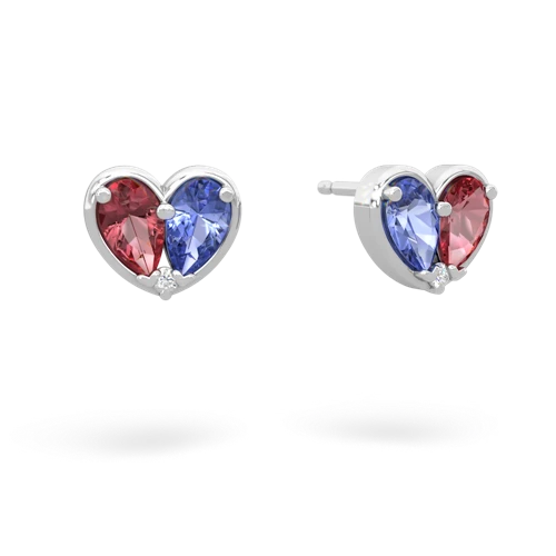 tourmaline-tanzanite one heart earrings