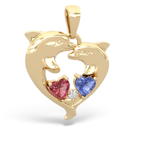 tourmaline-tanzanite dolphins pendant