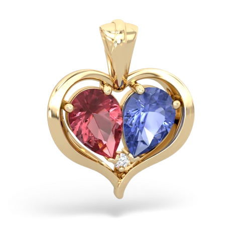 tourmaline-tanzanite half heart whole pendant