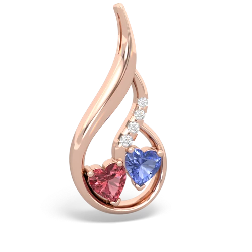 Pink Tourmaline Genuine Pink Tourmaline with Genuine Tanzanite Keepsake Curves pendant Pendant
