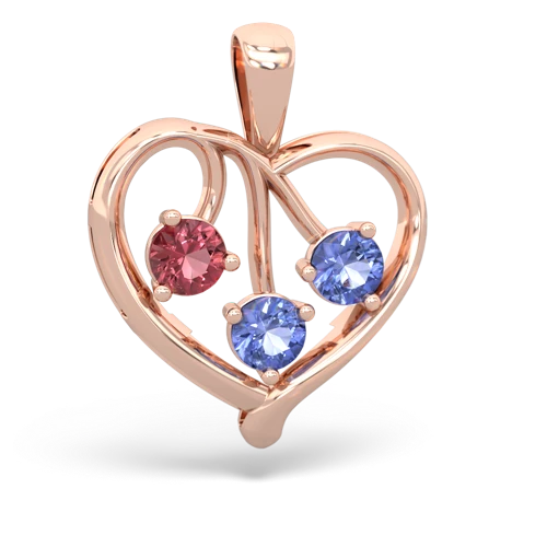 tourmaline-tanzanite love heart pendant