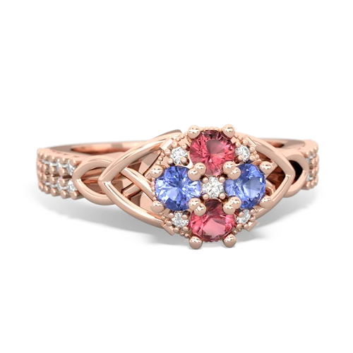 Pink Tourmaline Genuine Pink Tourmaline with Genuine Tanzanite Celtic Knot Engagement ring Ring