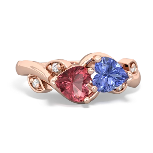 Pink Tourmaline Genuine Pink Tourmaline with Genuine Tanzanite Floral Elegance ring Ring