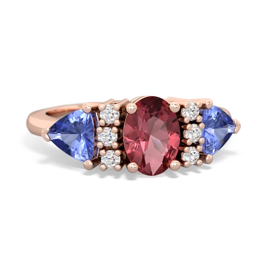Pink Tourmaline Genuine Pink Tourmaline with Genuine Tanzanite and Genuine Opal Antique Style Three Stone ring Ring