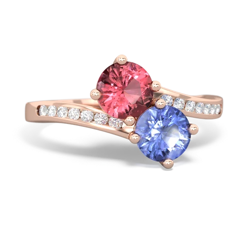 tourmaline-tanzanite two stone channel ring