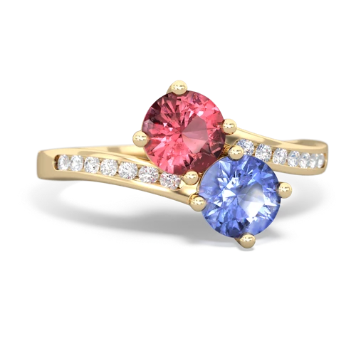 tourmaline-tanzanite two stone channel ring