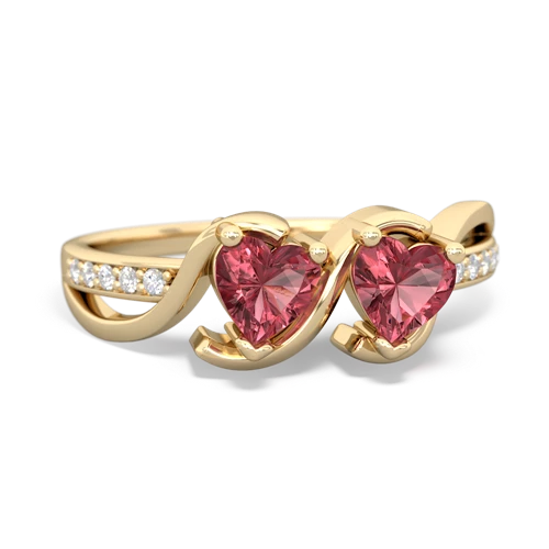 tourmaline-tourmaline double heart ring