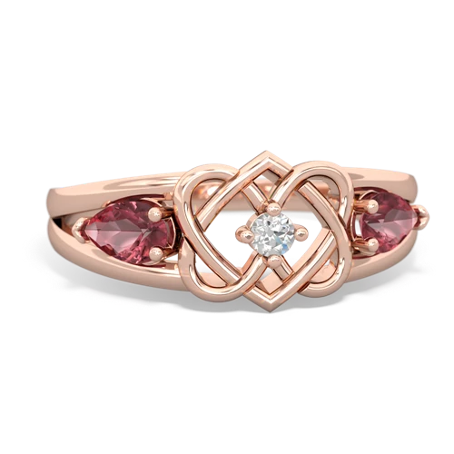 tourmaline-tourmaline double heart ring