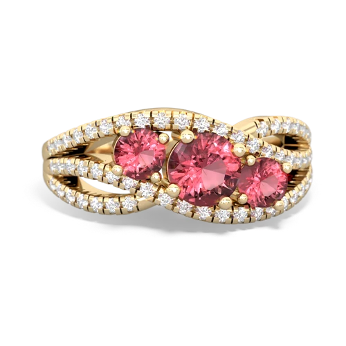 opal-pink sapphire three stone pave ring