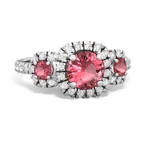 pink sapphire-alexandrite three stone regal ring